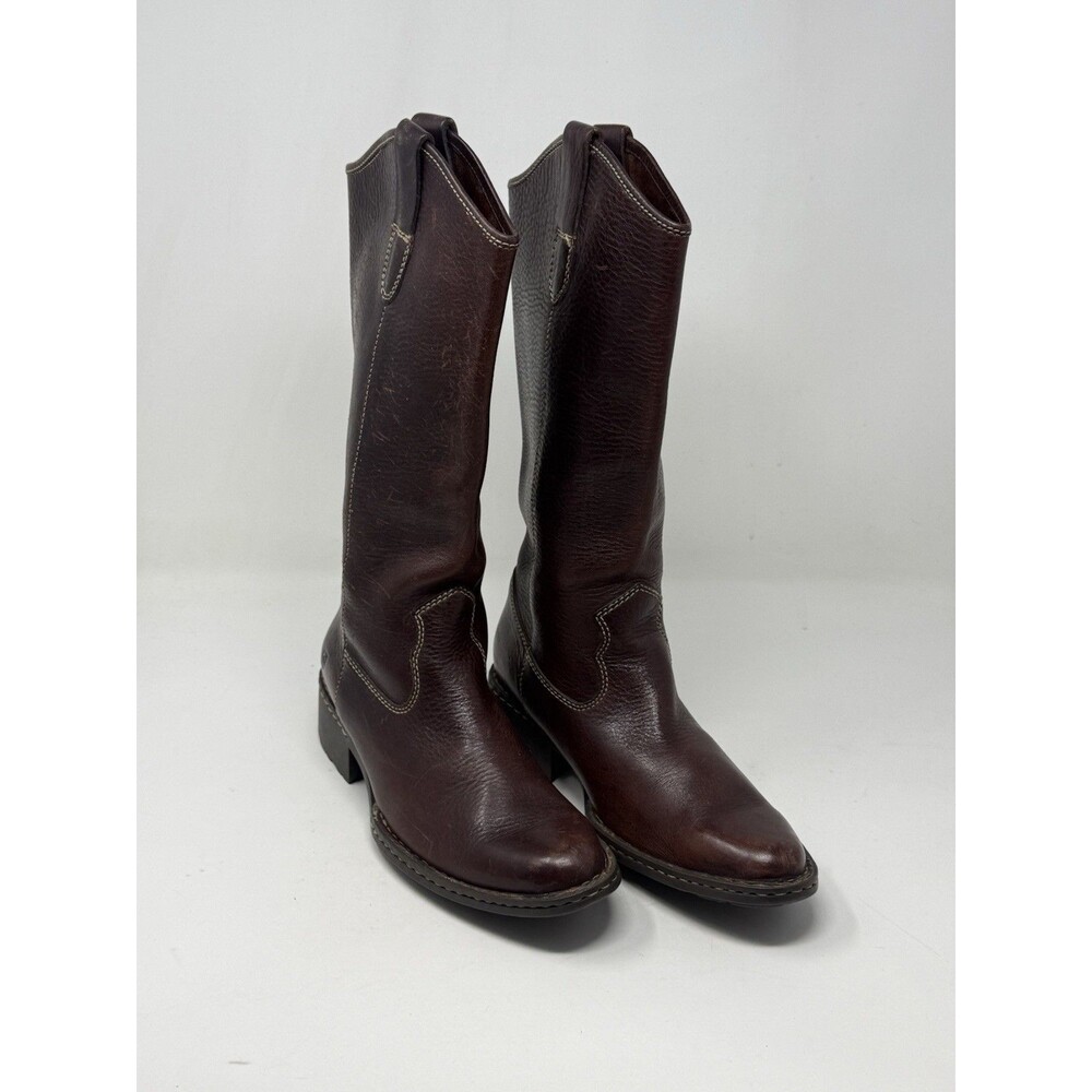 Born Shavano Western Tall Riding Boots Womens 8 Brown Leather Hand Crafted